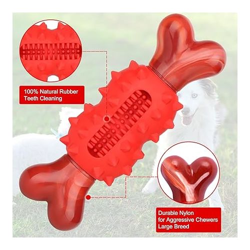  Dog Chew Toy for Aggressive Chewers, Nylon Dog Bone Toy for Large Medium Small Dogs, Interactive Dog Toys for Puppies Teething, Outdoor Dog Toys with Beef Smell