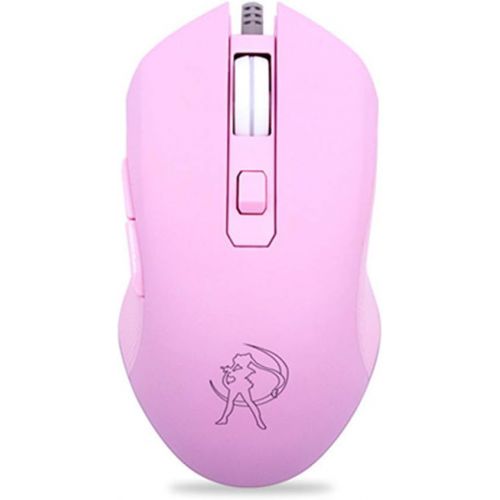  VIYOGO Gaming Mouse Silent Click, 7 Colors Backlit Optical Game Mice Ergonomic USB Wired with 2400 DPI and 6 Buttons 4 Shooting for PC Computer Laptop Desktop Mac (Pink)