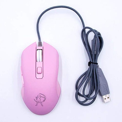  VIYOGO Gaming Mouse Silent Click, 7 Colors Backlit Optical Game Mice Ergonomic USB Wired with 2400 DPI and 6 Buttons 4 Shooting for PC Computer Laptop Desktop Mac (Pink)