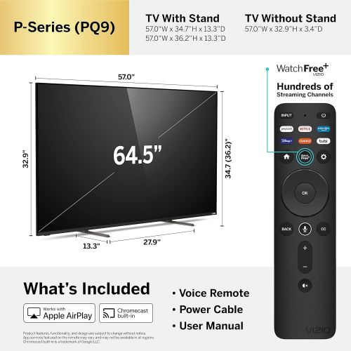  VIZIO 65-Inch P-Series 4K QLED HDR Smart TV w/Voice Remote, Dolby Vision, 4K 120Hz Gaming, Alexa Compatibility, P65Q9-J01, 2021 Model