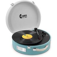 VInYL MUSIC ON Portable Turntable with Stereo Speakers,3 Speed Vinly Record Player (Blue)…