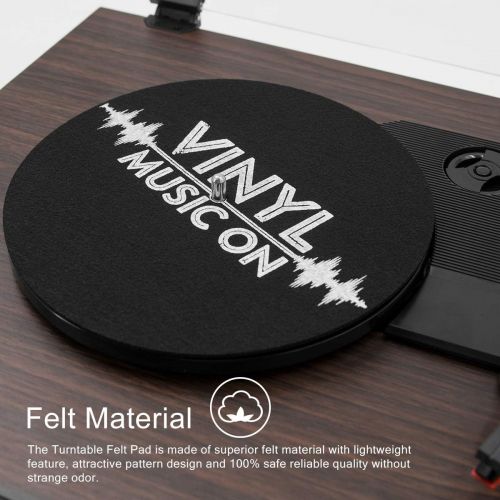  VInYL MUSIC ON Turntable Mat for Vinyl LP Record Players,LP Slip Mat 7.8-inch Diameter Anti Static, Vibration Dampening,Enhance Sound Performance