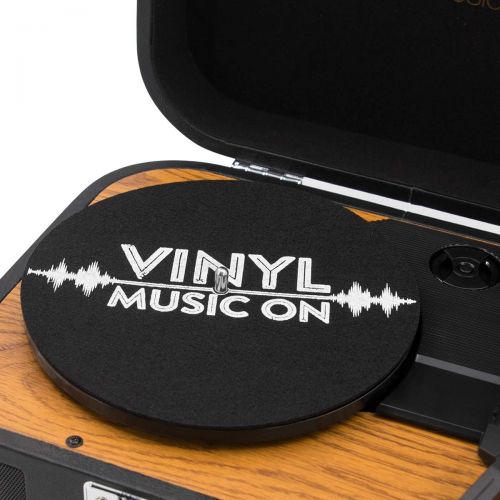  VInYL MUSIC ON Turntable Mat for Vinyl LP Record Players,LP Slip Mat 7.8-inch Diameter Anti Static, Vibration Dampening,Enhance Sound Performance