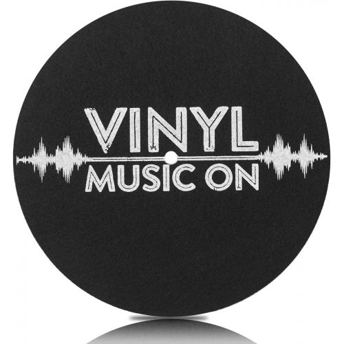  VInYL MUSIC ON Turntable Mat for Vinyl LP Record Players,LP Slip Mat 7.8-inch Diameter Anti Static, Vibration Dampening,Enhance Sound Performance