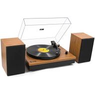 VInYL MUSIC ON USB Bluetooth Record Player with Stereo Speakers,3 Speed Briefcase Turntable with USB Play&Encoding, Pitch Control and RCA Output&Aux Input,Black