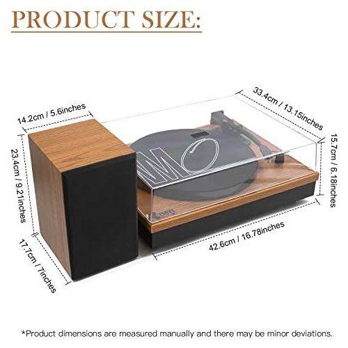  VInYL MUSIC ON USB Bluetooth Record Player with Stereo Speakers,3 Speed Briefcase Turntable with USB Play&Encoding, Pitch Control and RCA Output&Aux Input,Black