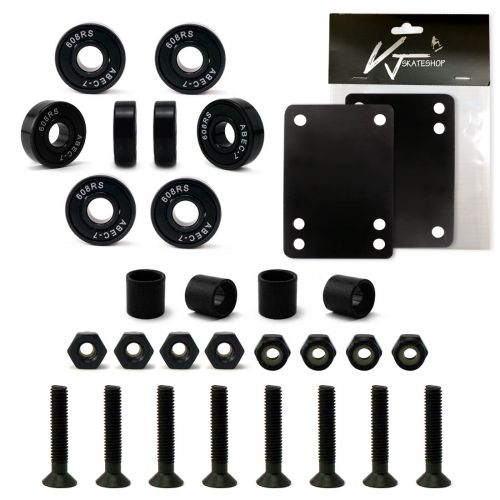  VJ Skateboard Truck and Wheel, 5.0 Skateboard Trucks w/Skateboard Crusier Wheel 60mm, Skateboard Bearings, Skateboard Screws, Skateboard Riser Pads