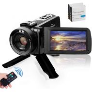 [아마존베스트]YEHOO Video Camera Camcorder, Digital YouTube Vlogging Camera FHD 1080P 30FPS 24MP 16X Digital Zoom 3 Inch Touch Screen Video Recorder with Remote Control and Tripod, 2 Batteries