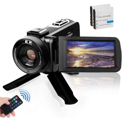  [아마존베스트]YEHOO Video Camera Camcorder, Digital YouTube Vlogging Camera FHD 1080P 30FPS 24MP 16X Digital Zoom 3 Inch Touch Screen Video Recorder with Remote Control and Tripod, 2 Batteries