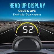 VJOYCAR C700s Hud Car Speed Projector, 2 in 1 OBD + GPS Head Up Display with Engine RPM Water Temperature Alarm, Universal for Car Pick-Up Bus Truck Motorcycle and More