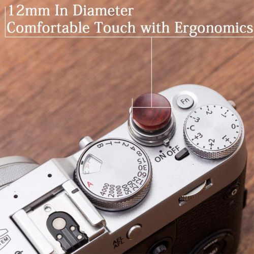  VKO Wood Soft Shutter Release Button Compatible with Fujifilm X-T4 X-T30 X-T3 X100F X-T20 X-E3 X-PRO2 X30 X100T X-T2 X-T10 Pen-F M7 M8 M9 M10 Camera 12mm Concave Surface Red 1 PCS