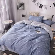 [아마존베스트]VM VOUGEMARKET Kids Duvet Cover Set Twin Blue,Premium Cotton Constellation Stars Printed Bedding Set,Galaxy Theme Comforter Cover with Zipper-Twin,Constellation