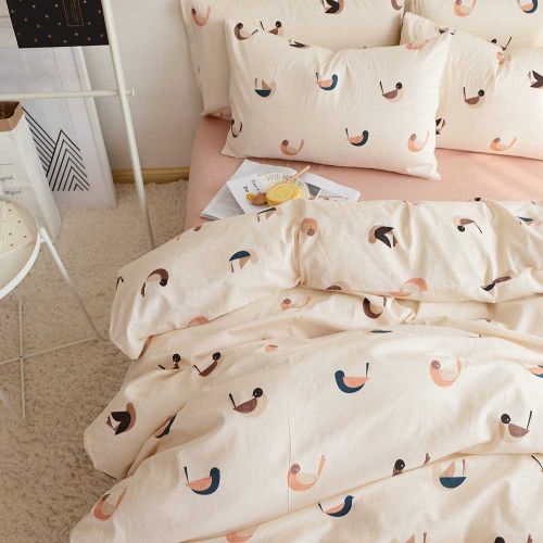  VM VOUGEMARKET Birds Duvet Cover Set Queen,3 Pieces Cotton Girls Cute Love Bird Duvet Cover with 2 Pillowcases,Lightweight Luxury Bedding Set -Full/Queen,Love Birds