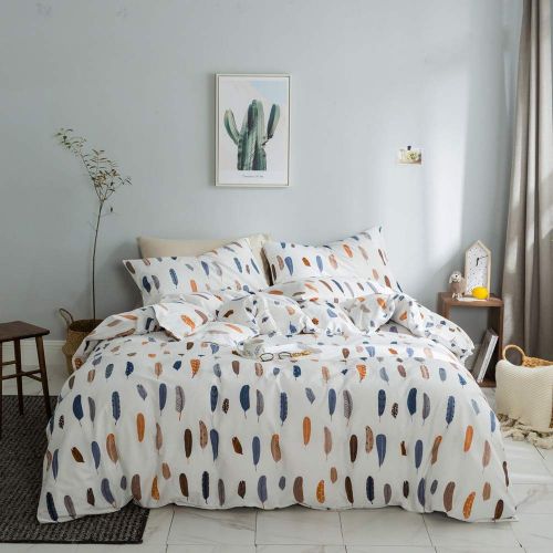  VM VOUGEMARKET Birds Duvet Cover Set Queen,3 Pieces Cotton Girls Cute Love Bird Duvet Cover with 2 Pillowcases,Lightweight Luxury Bedding Set -Full/Queen,Love Birds