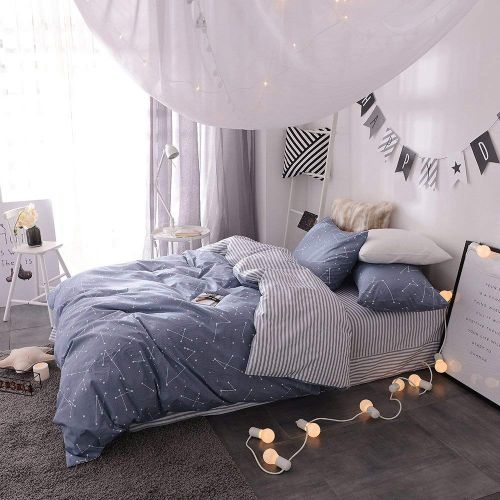  VM VOUGEMARKET Birds Duvet Cover Set Queen,3 Pieces Cotton Girls Cute Love Bird Duvet Cover with 2 Pillowcases,Lightweight Luxury Bedding Set -Full/Queen,Love Birds