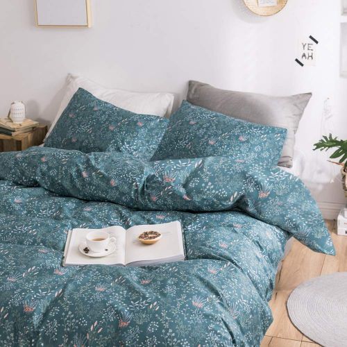  VM VOUGEMARKET Birds Duvet Cover Set Queen,3 Pieces Cotton Girls Cute Love Bird Duvet Cover with 2 Pillowcases,Lightweight Luxury Bedding Set -Full/Queen,Love Birds