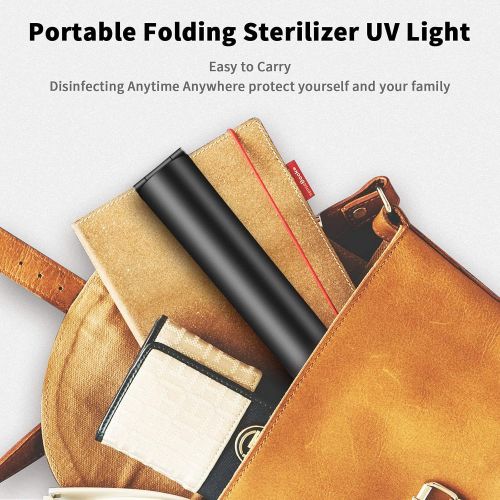  UV Light Sanitizer Wand VNOOKY, Portable UVC Light Disinfector Lamp Chargable Foldable for Home Hotel Travel Car