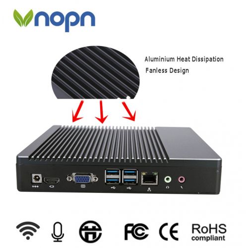  VNOPN Mini PC Fanless Industrial Office Personal Desktop Computer with Aluminum Case Intel Core i5-6200U Dual Core USB3.0 WiFi LAN SSDHDD, Support Linux Windows 7810