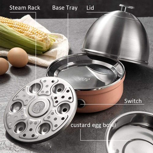  [아마존베스트]VOBAGA Electric Egg Cooker, Rapid Egg Boiler with Auto Shut Off for Soft, Medium, Hard Boiled, Poached, Steamed Eggs, Vegetables and Dumplings, Stainless Steel Tray with 7-Egg Capa