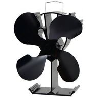 VODA 4-Blade Heat Powered Stove Fan for Wood / Log Burner/Fireplace - Eco Friendly(Black)