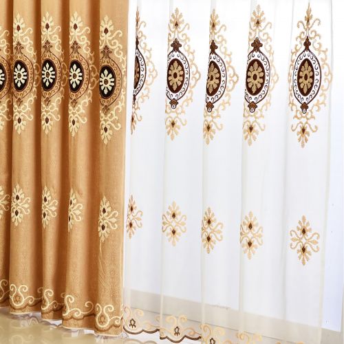  VOGOL Customized Simple Chenille Jacquard Sheer Window Elegance CurtainsDrapesPanelsTreatments for Bedroom Living Room,Top Grommets(2 Panels)