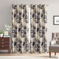 VOGOL Fashionable Window Curtains,70%-80% Light Shading,not Easy to Shrink The Distortion (2 Panels,Navy Leaves,52x96Inch)