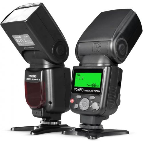  Voking VK750III Remote TTL Speedlite Slave Mode Flash with LCD Display Compatible with DSLR Standard Hot Shoe Cameras EOS Rebel 4000D 5DS 5DSR 5S Mark IV 5D Mark III 6D 6D Mark II