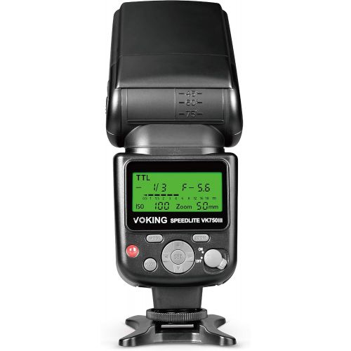  Voking VK750III Remote TTL Speedlite Slave Mode Flash with LCD Display Compatible with DSLR Standard Hot Shoe Cameras EOS Rebel 4000D 5DS 5DSR 5S Mark IV 5D Mark III 6D 6D Mark II