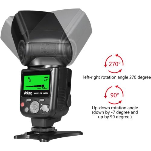  VOKING VK750 Manual LCD Display Universal Flash Speedlite Compatible with Nikon Pentax Panasonic Olympus Fujifilm DSLR Mirrorless Cameras