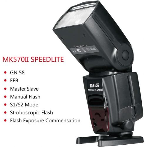  VOKING Meike MK570II Manual Camera Flash Speedlite with LCD Display Compatible with Nikon Pentax Panasonic Olympus Fujifilm DSLR Mirrorless Cameras with Hot Shoe
