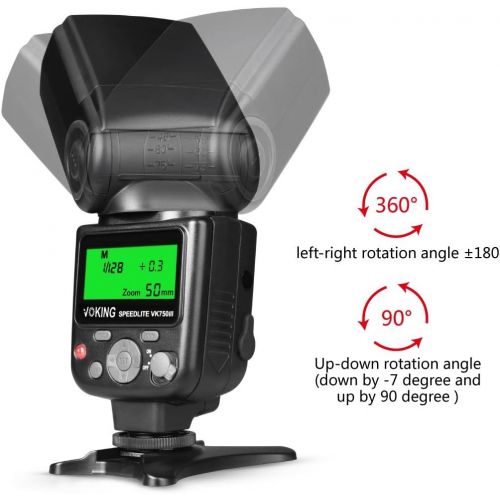  [아마존베스트]Voking VK750III Remote TTL Speedlite Slave Mode Flash with LCD Display for Canon DSLR Standard Hot Shoe Cameras EOS Rebel 5DS 5DSR 5S Mark IV 5D Mark III 6D 6D Mark II 7D 70D 77D 8