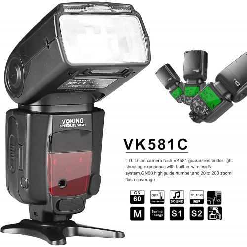  [아마존베스트]Voking VK581C TTL High Speed Sync Master Camera Flash Speedlite for Canon EOS 70D 77D 80D Rebel T7i T6i T6s T6 T5i T5 T4i T3i and so on