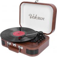 Voksun Suitcase Record Player, Bluetooth Turntable with Built-in Stereo Speakers, 3-Speed Nostalgic LP Vinyl Player, Supports Vinyl to MP3 Recording, with AUX USB RCA Headphone Jac