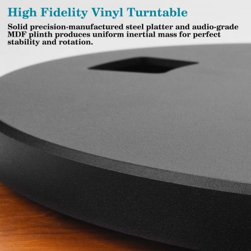  Voksun 3-Speed Precision Turntable with Dual 15 Watt Speakers, High Fidelity Vinyl Record Player with Magnetic Cartridge, Belt-Drive, Bluetooth, Natural Walnut