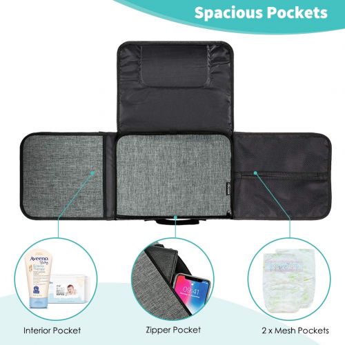  [아마존베스트]VOLADOR Volador Extra Large Baby Diaper Changing Pad Portable, Infant Nappy Changing Mat, Diaper Clutch for Travel, Foldable Baby Changing Station with Head Cushion - Waterproof - Lightwei