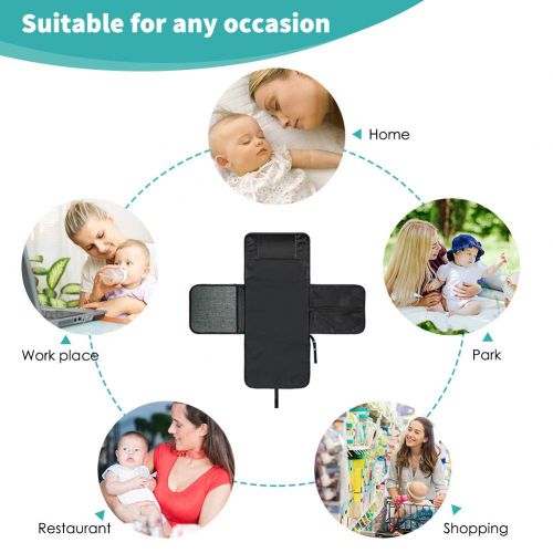  [아마존베스트]VOLADOR Volador Extra Large Baby Diaper Changing Pad Portable, Infant Nappy Changing Mat, Diaper Clutch for Travel, Foldable Baby Changing Station with Head Cushion - Waterproof - Lightwei