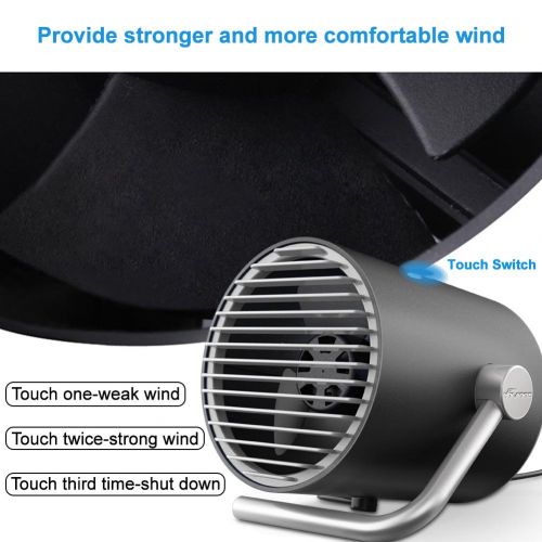  VOLADOR USB Table Fan, Portable Personal Mini Desk Fan, PC/Laptop Cooling Fan for Home, Office, Travel (Touch Control, Dual Motor Driver, Double Blades, Whisper Quite)-Black