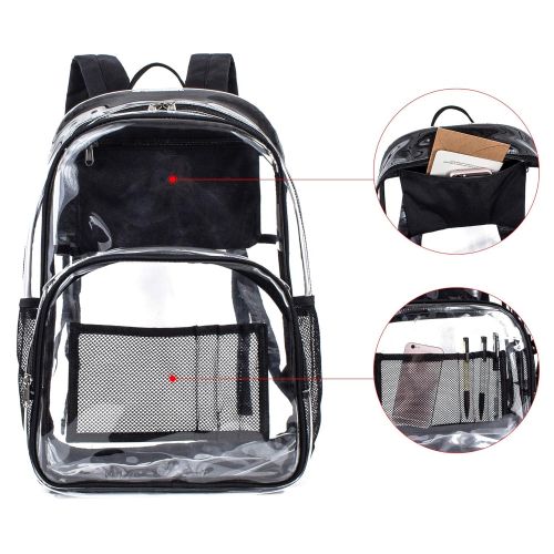  VOLINER Plastic Clear Bag Heavy Duty Clear Backpack for School Durable Transparent Bag Clear Bookbags See Through Bag Clear Travel Bag Orange