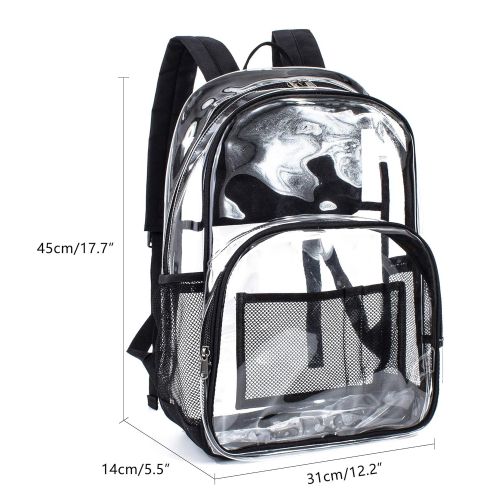  VOLINER Plastic Clear Bag Heavy Duty Clear Backpack for School Durable Transparent Bag Clear Bookbags See Through Bag Clear Travel Bag Orange