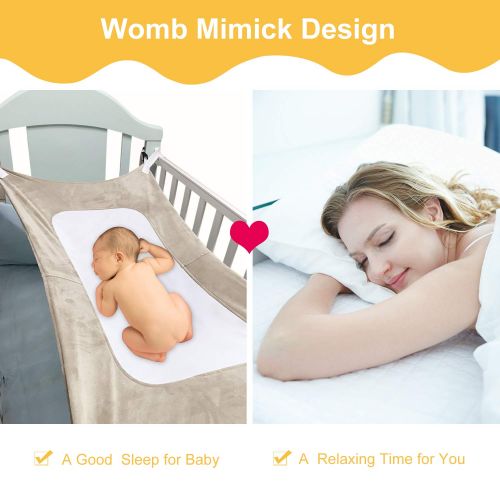  VOLSION Baby Hammock for Crib, Mimics Womb, Bassinet Hammock Bed, Three-Layer Breathable Supportive Mesh, Upgraded Safety Measures Infant Nursery Bed with Portable Gift Box for Newborn Bab