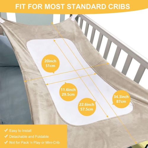  VOLSION Baby Hammock for Crib, Mimics Womb, Bassinet Hammock Bed, Three-Layer Breathable Supportive Mesh, Upgraded Safety Measures Infant Nursery Bed with Portable Gift Box for Newborn Bab