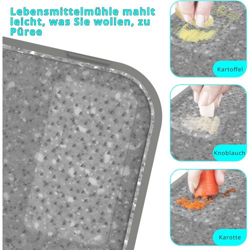  [아마존베스트]Chopping board, cutting board, plastic, granite look and antibacterial, Voluex chopping board with drip tray, non-slip mat and juice groove (41 x 29 x 2 cm) - 1 piece