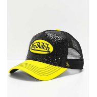 VON DUTCH ORIGINALS Von Dutch Black & Yellow Glitter Trucker Hat