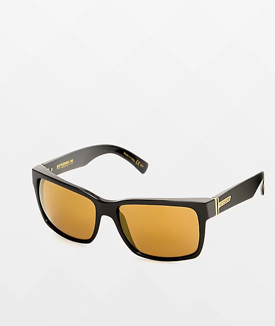 VON ZIPPER Von Zipper Elmore Black Satin & Gold Sunglasses
