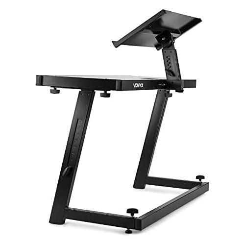  [아마존베스트]Vonyx DS20 DJ Desk Equipment Stand Laptop Stand Portable Mixer Height Adjustable Table Top Adjustable Feet Black