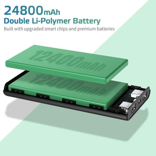  [아마존 핫딜] [아마존핫딜]Portable Charger, VOOE 24800mAh Ultra High Capacity Power Bank Portable Lighter Dual USB Ports Recharging Battery Pack High Speed External Battery Charger for Smart Phone, Android