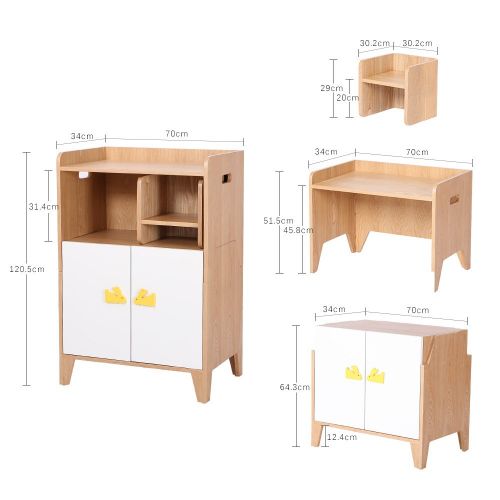  VOPRA solid wood multi-functional children integrated cabinet kids furniture with book shelf and kids stool cabinet with cartoon door handle