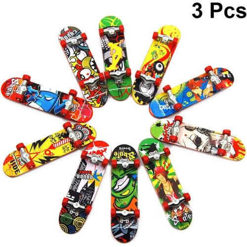  VORCOOL 3 stuecke Mini Kunststoff Skateboard Deck Truck Bord Spielzeug Kinder Geschenk (Farbe randomisierung)