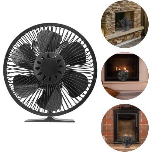  VORCOOL Fireplace Fan 6 Blades Heat Powered Stove Fan Heat Powered Fan Aluminium Alloy Stove Fan for Wood Log Burner Fireplace Circulating Warm Air Saving Fuel Efficiently