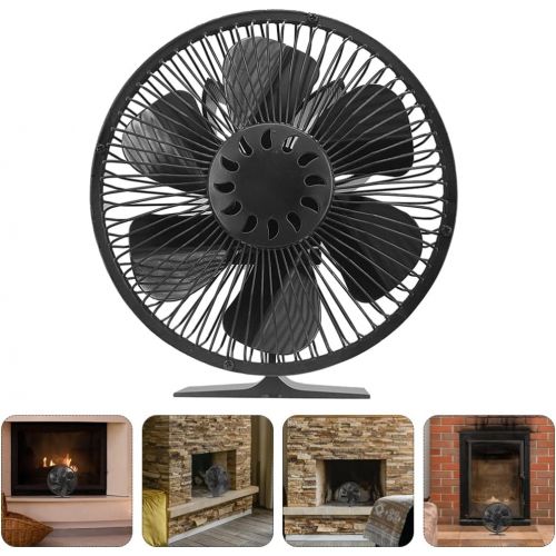  VORCOOL Fireplace Fan 6 Blades Heat Powered Stove Fan Heat Powered Fan Aluminium Alloy Stove Fan for Wood Log Burner Fireplace Circulating Warm Air Saving Fuel Efficiently